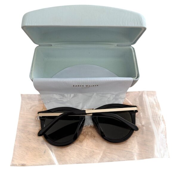 Karen Walker Harvest 22 Black and Silver Sunglasses with Case - Picture 2 of 10